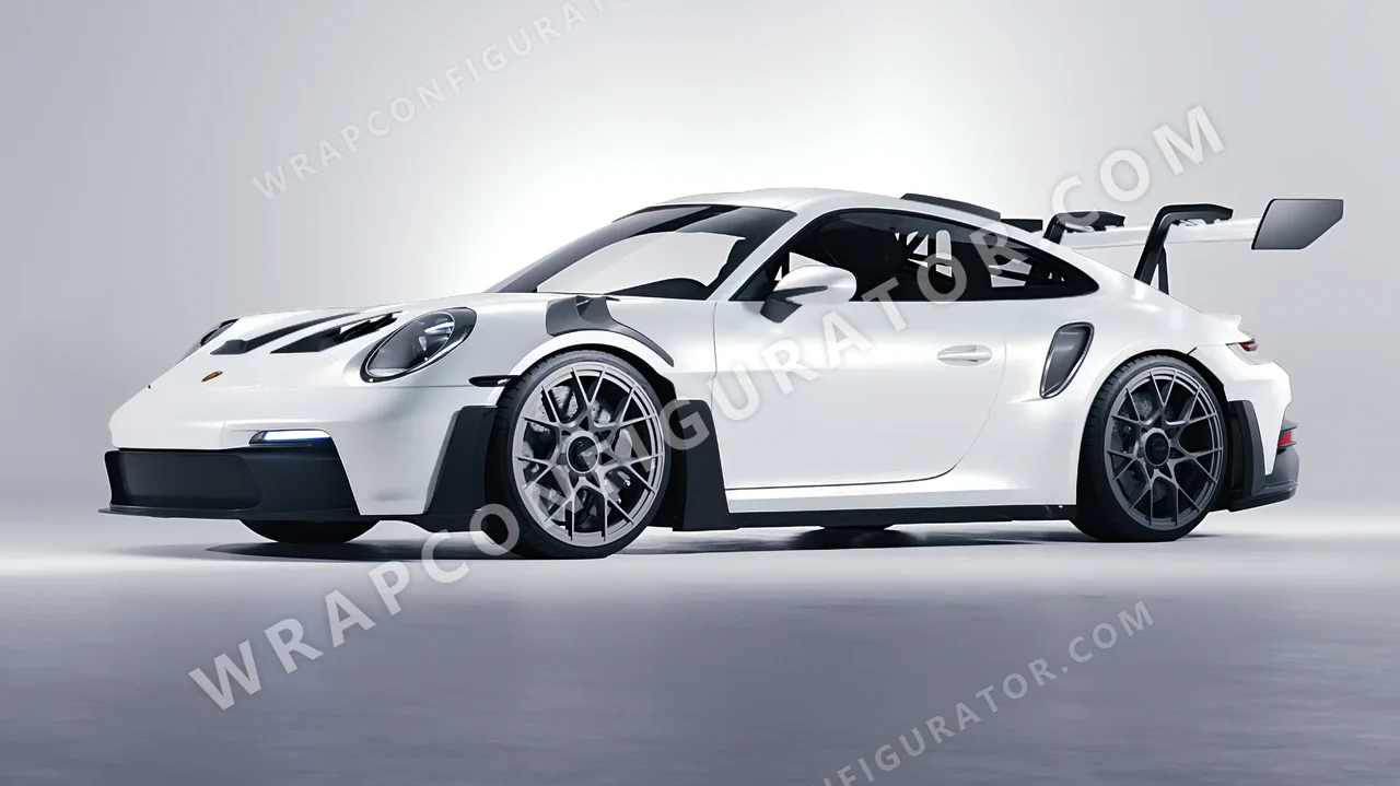 White Porsche 911 GT3 RS 2024 wrapped in 3M Satin White Aluminum S120