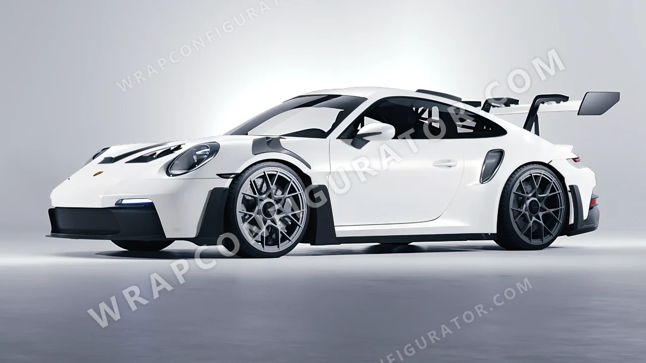 White Porsche 911 GT3 RS 2024 wrapped in 3M Satin White S10