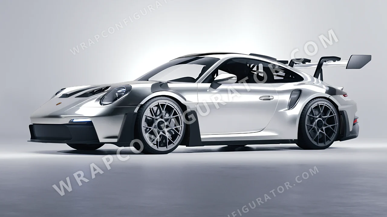 White Porsche 911 GT3 RS 2024 wrapped in 3M White Aluminum HG120