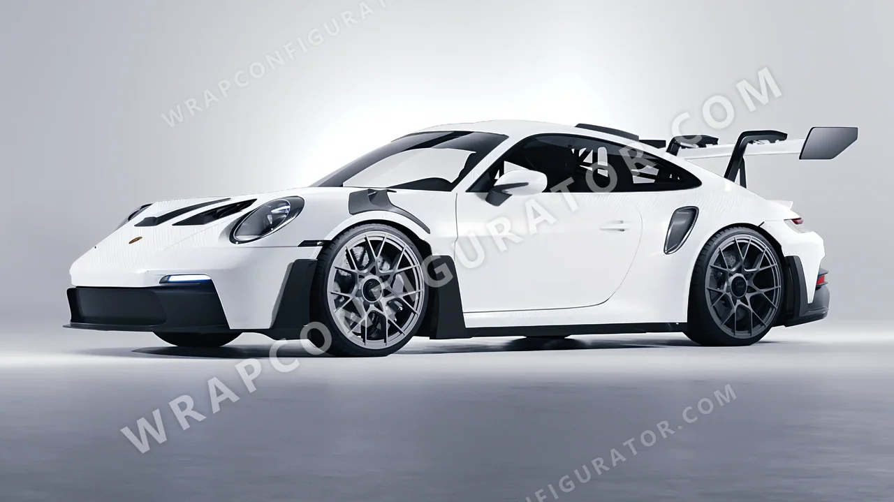 White Porsche 911 GT3 RS 2024 wrapped in Avery Dennison Carbon Fiber White SW900-115-X