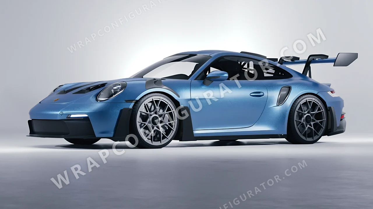 White Porsche 911 GT3 RS 2024 wrapped in Avery Dennison Frosty Blue SW900-643-M