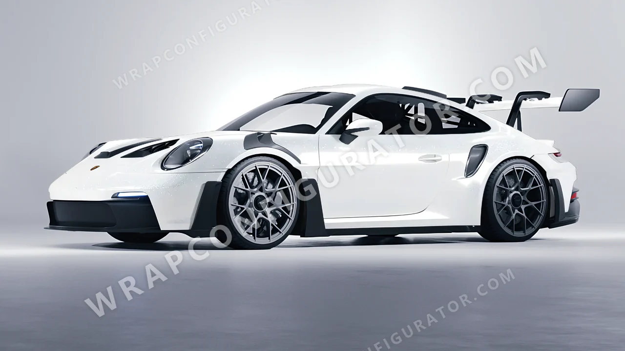 White Porsche 911 GT3 RS 2024 wrapped in Inozetek Dynamic PPF Moon White DPPF903