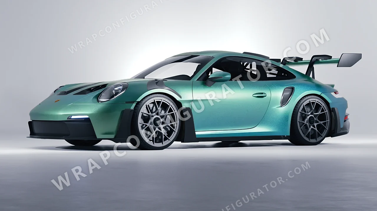White Porsche 911 GT3 RS 2024 wrapped in KPMF Arctic Borealis K75509