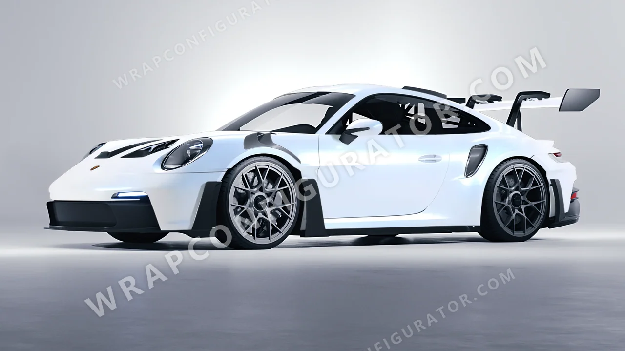 White Porsche 911 GT3 RS 2024 wrapped in KPMF Matt Blue White Pearlescent K75584