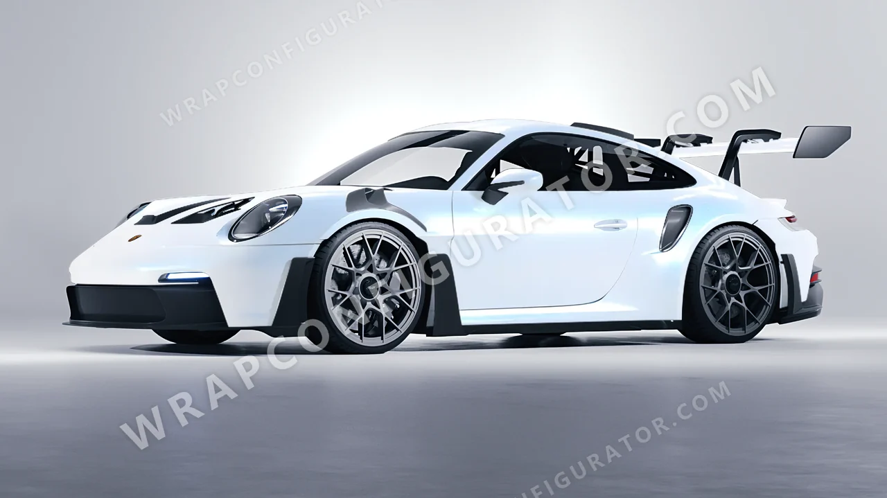 White Porsche 911 GT3 RS 2024 wrapped in KPMF Matt Pacific Blue White Starlight K75576