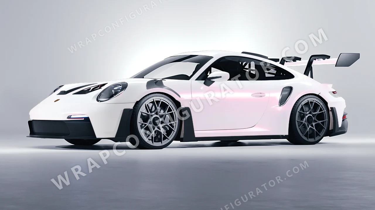 White Porsche 911 GT3 RS 2024 wrapped in KPMF Matt Pink White Starlight K75574