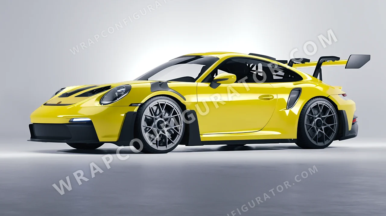 Yellow Porsche 911 GT3 RS 2024 wrapped in 3M Gloss Lucid Yellow G55