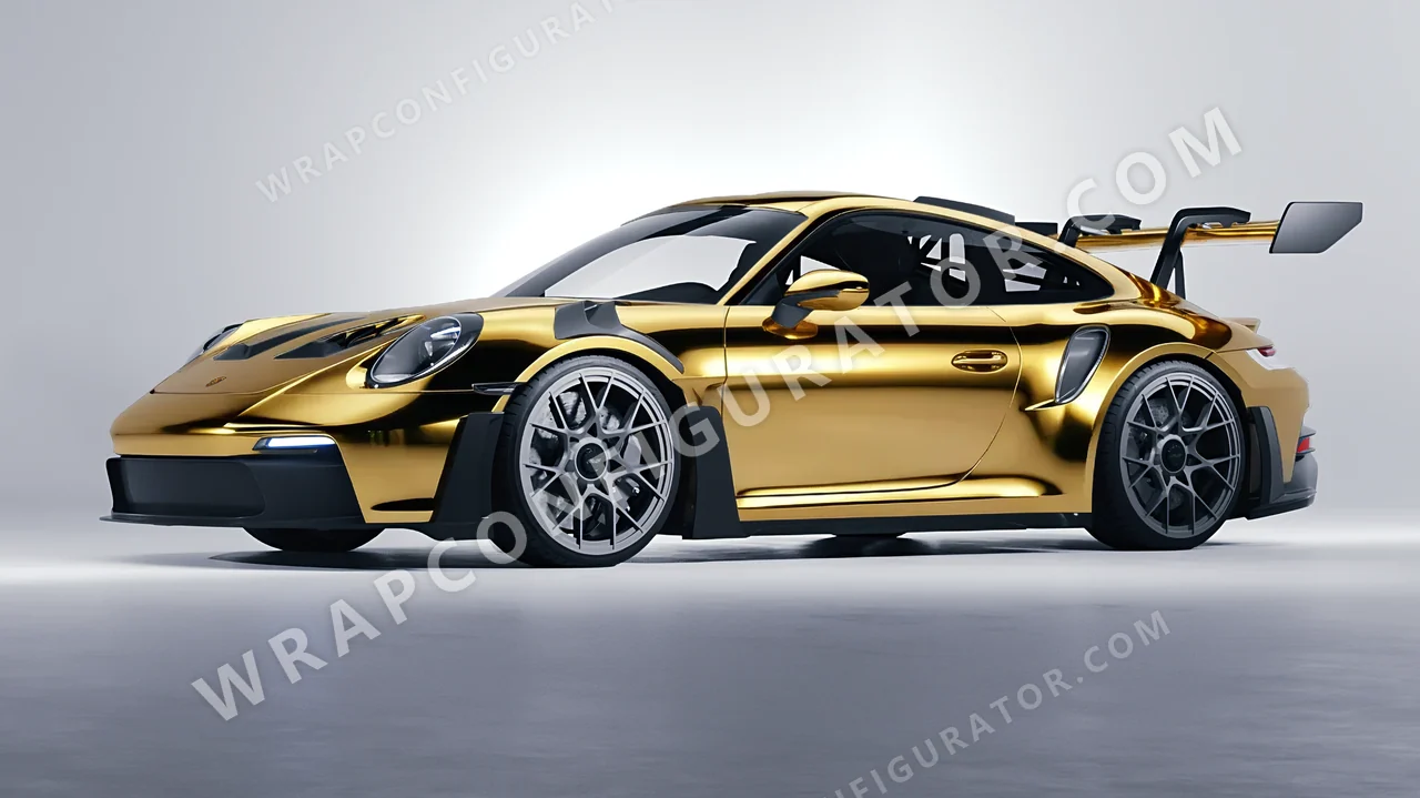 Yellow Porsche 911 GT3 RS 2024 wrapped in Avery Dennison Gold SF100-604-S