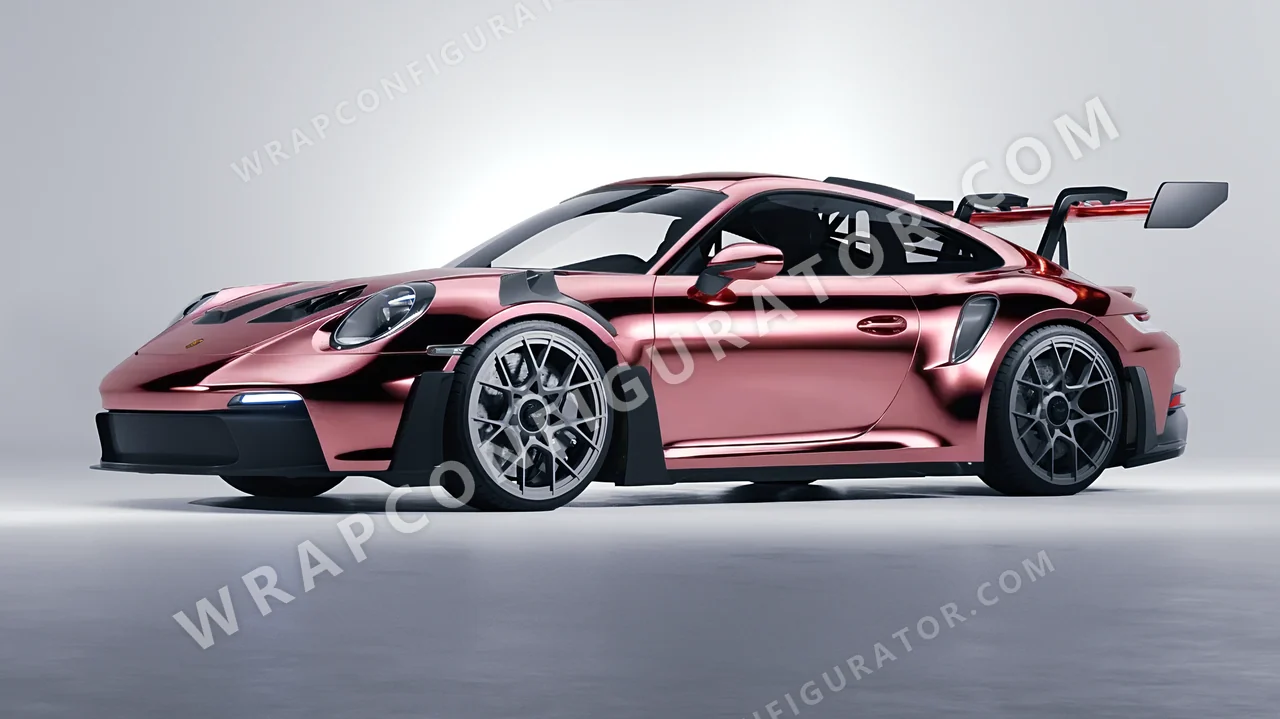 Yellow Porsche 911 GT3 RS 2024 wrapped in Avery Dennison Rose Gold SF100-211-S