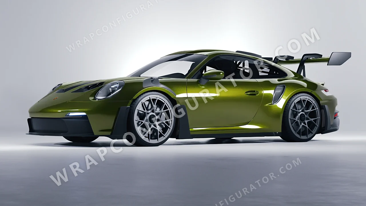 Yellow Porsche 911 GT3 RS 2024 wrapped in KPMF Verde Solaris K75439
