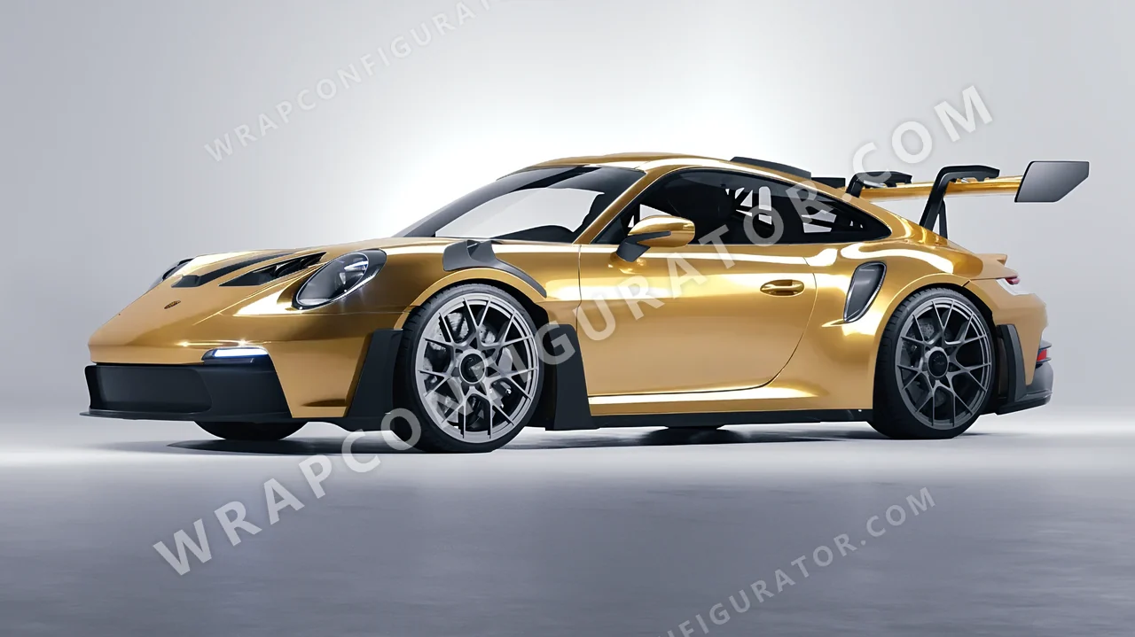 Yellow Porsche 911 GT3 RS 2024 wrapped in ORACAL Divine Gold 970RA-995G