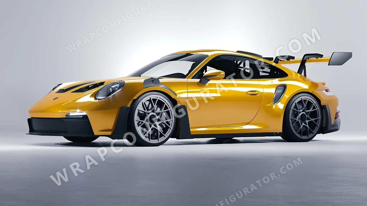 Yellow Porsche 911 GT3 RS 2024 wrapped in ORACAL Golden Yellow 970RA-020G