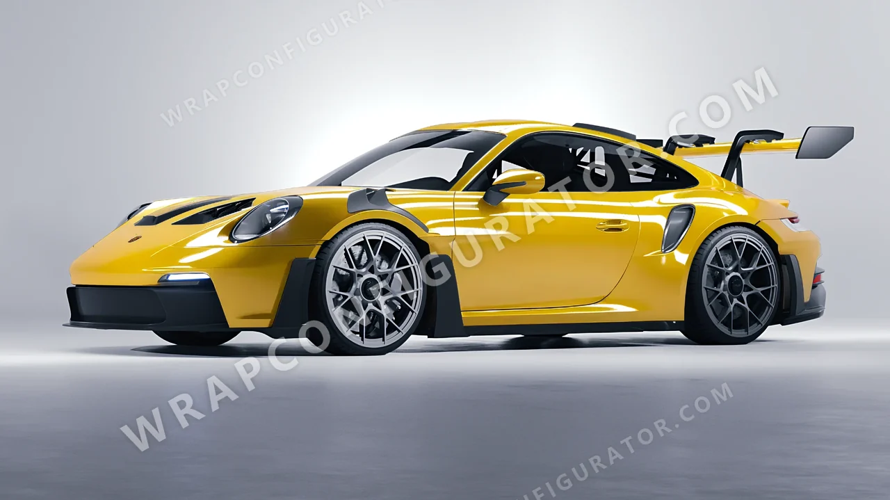 Yellow Porsche 911 GT3 RS 2024 wrapped in ORACAL Post Office Yellow 970RA-208G