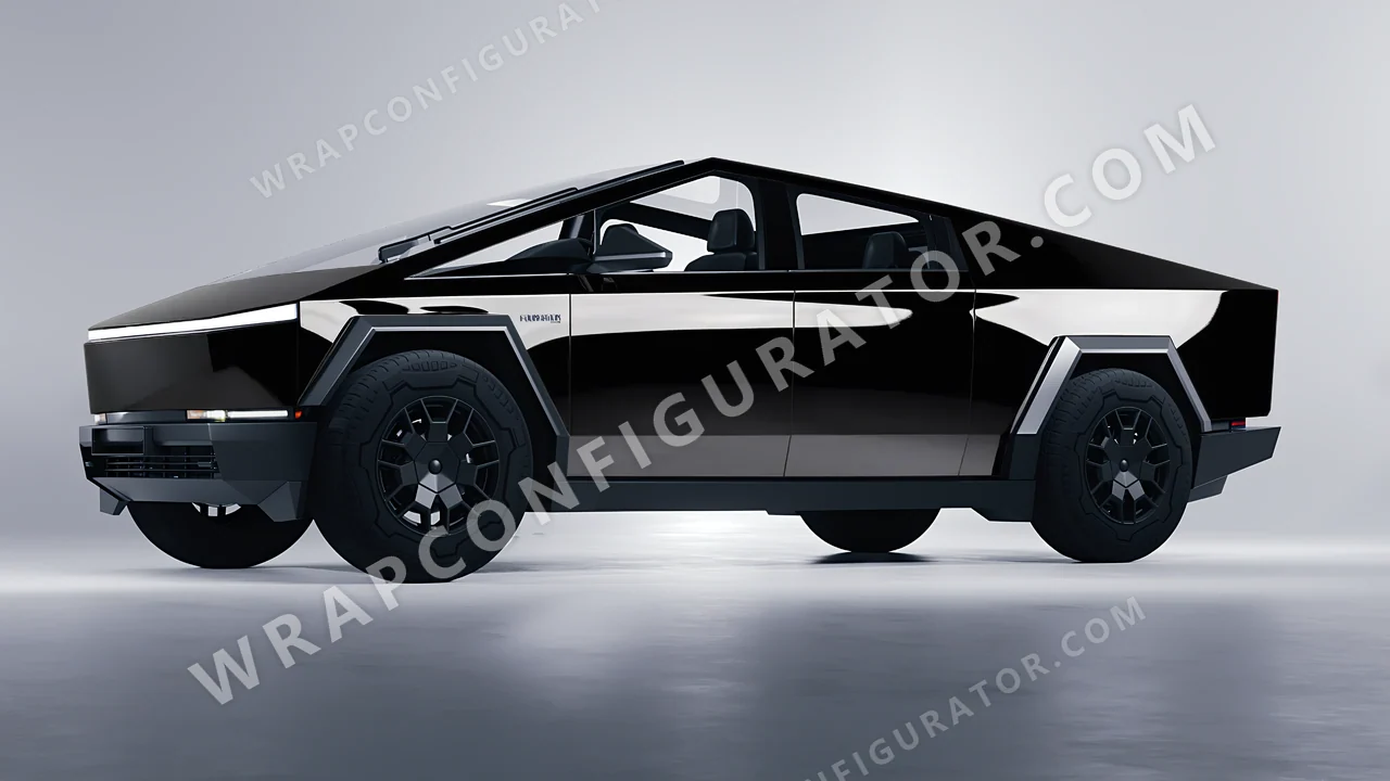 Black Tesla Cybertruck 2024 wrapped in 3M Black HG12