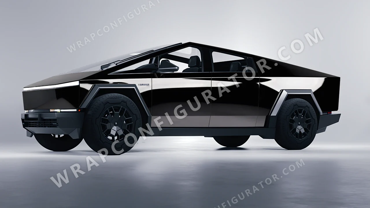 Black Tesla Cybertruck 2024 wrapped in 3M Black HG212
