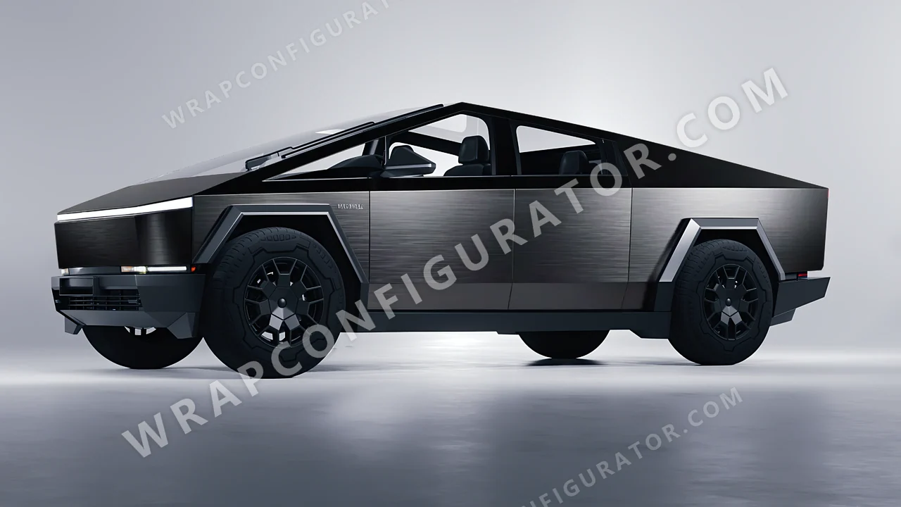 Black Tesla Cybertruck 2024 wrapped in 3M Brushed Black Metallic BR212