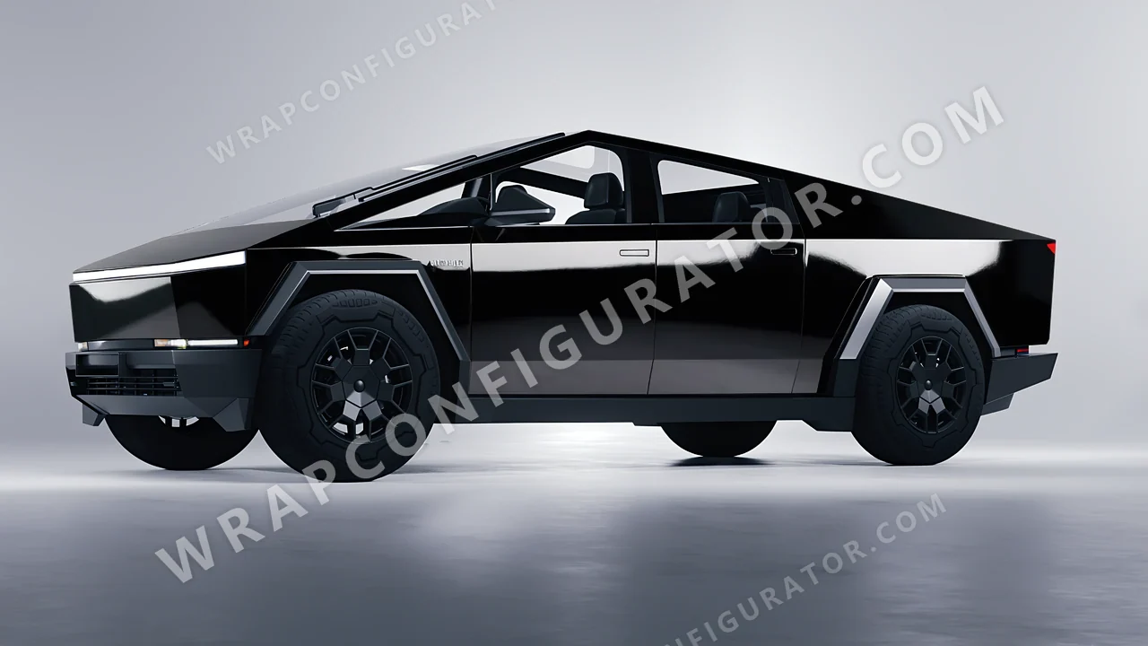 Black Tesla Cybertruck 2024 wrapped in 3M Gloss Black G12