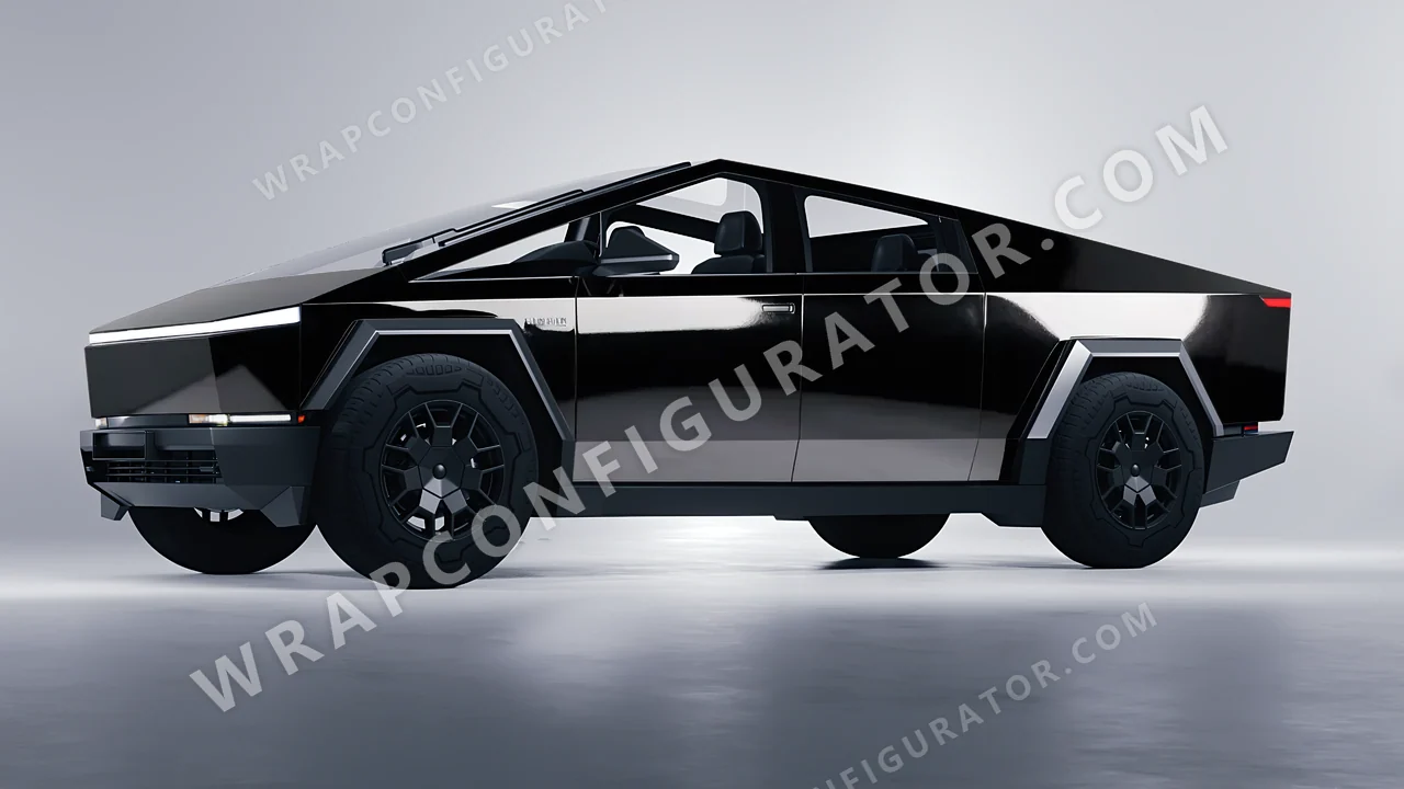 Black Tesla Cybertruck 2024 wrapped in 3M Gloss Black Metallic G212