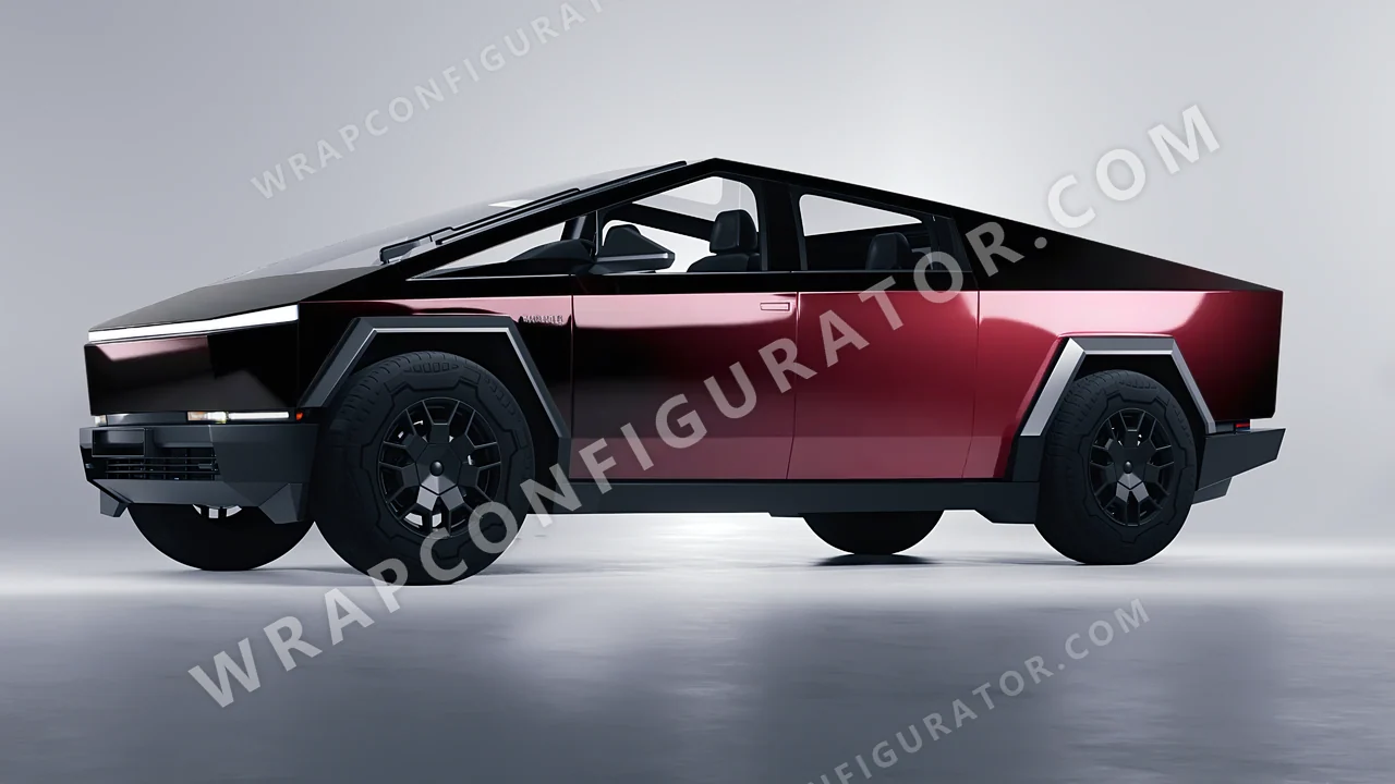 Black Tesla Cybertruck 2024 wrapped in 3M Gloss Black Rose GP99