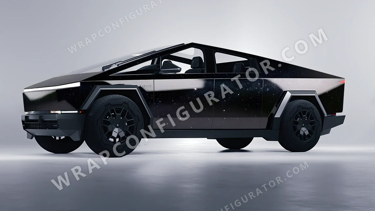 Black Tesla Cybertruck 2024 wrapped in 3M Gloss Galaxy Black GP292