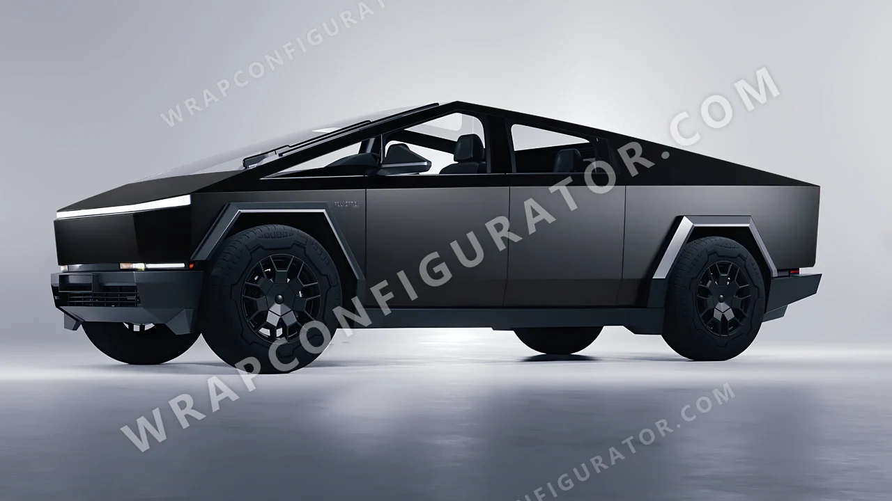 Black Tesla Cybertruck 2024 wrapped in 3M Matte Black M12