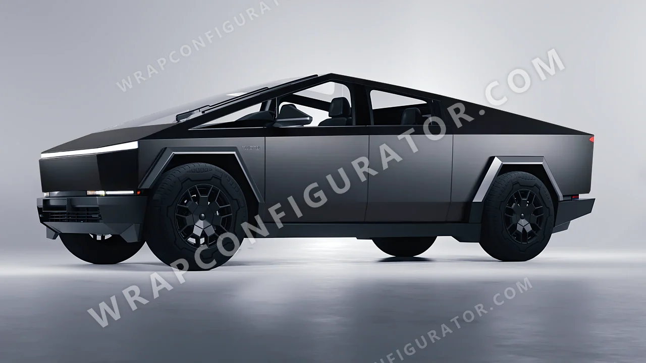 Black Tesla Cybertruck 2024 wrapped in 3M Matte Black Metallic M212