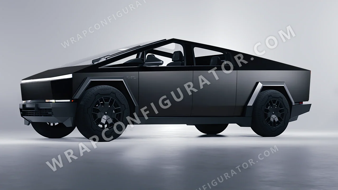 Black Tesla Cybertruck 2024 wrapped in 3M Matte Deep Black M22