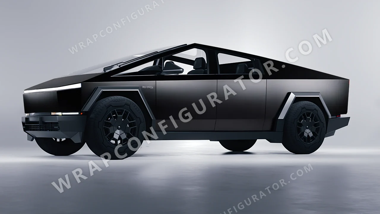 Black Tesla Cybertruck 2024 wrapped in 3M Satin Black S12