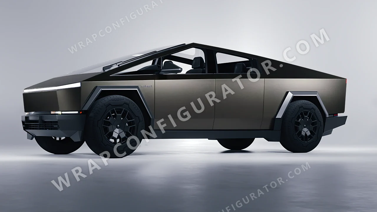 Black Tesla Cybertruck 2024 wrapped in Avery Dennison Dark Basalt SW900-871-M