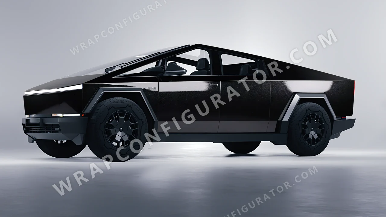 Black Tesla Cybertruck 2024 wrapped in Avery Dennison Mystery Black SW900-184-M