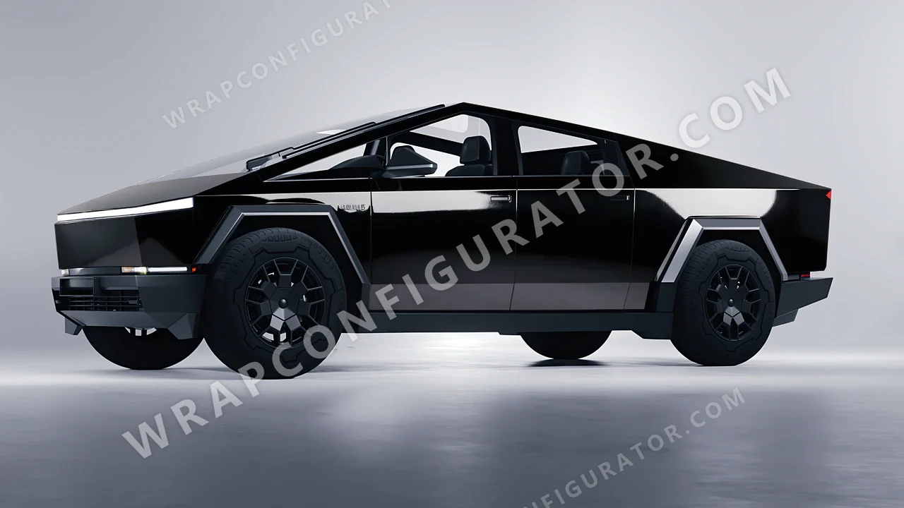 Black Tesla Cybertruck 2024 wrapped in Avery Dennison Obsidian Black SW900-191-O