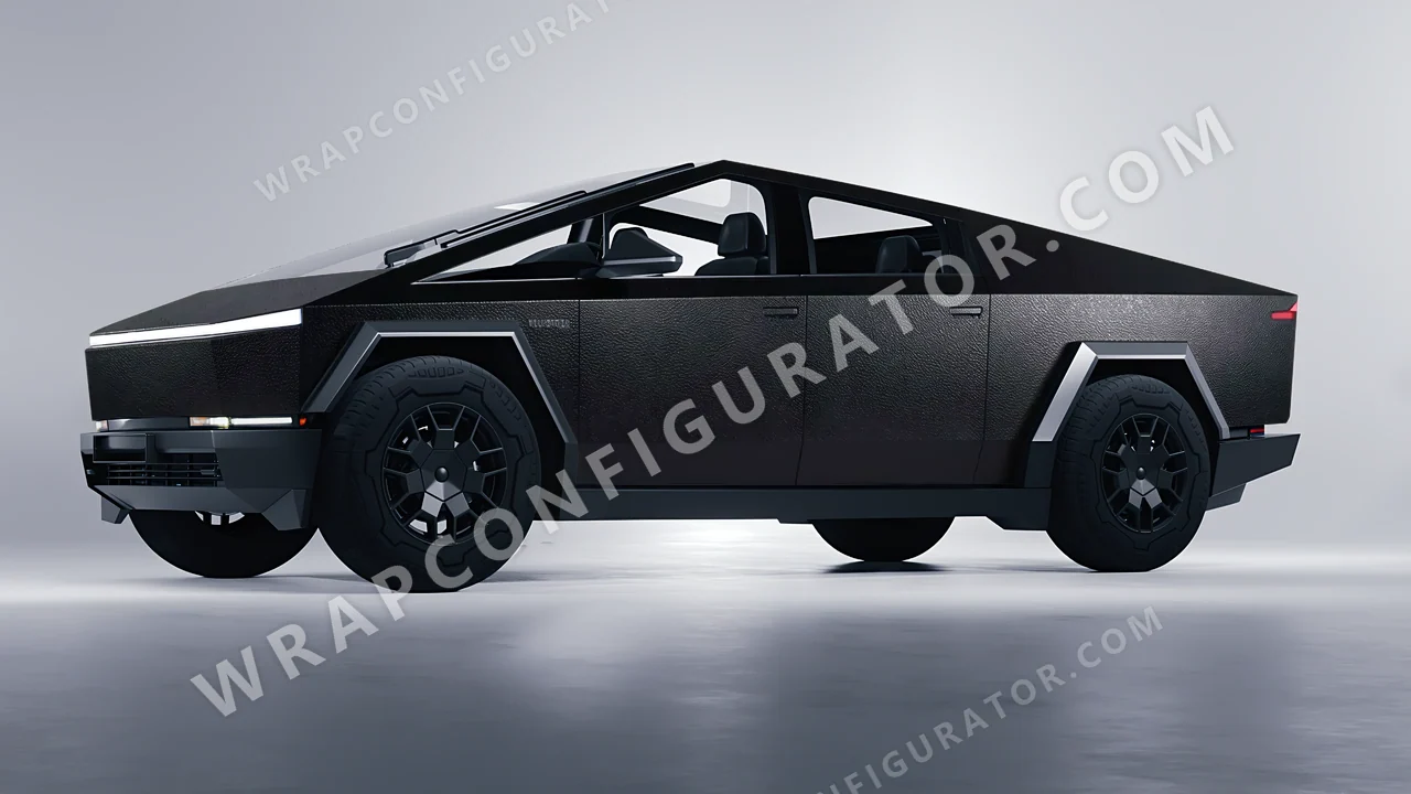 Black Tesla Cybertruck 2024 wrapped in Avery Dennison Rugged Onyx Black SW900-182-X