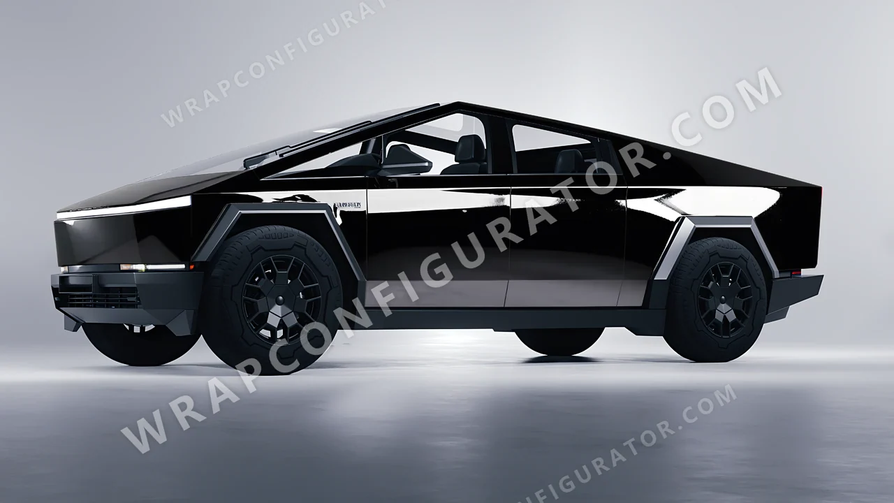 Black Tesla Cybertruck 2024 wrapped in Inozetek Dynamic PPF Midnight Black DPPF909