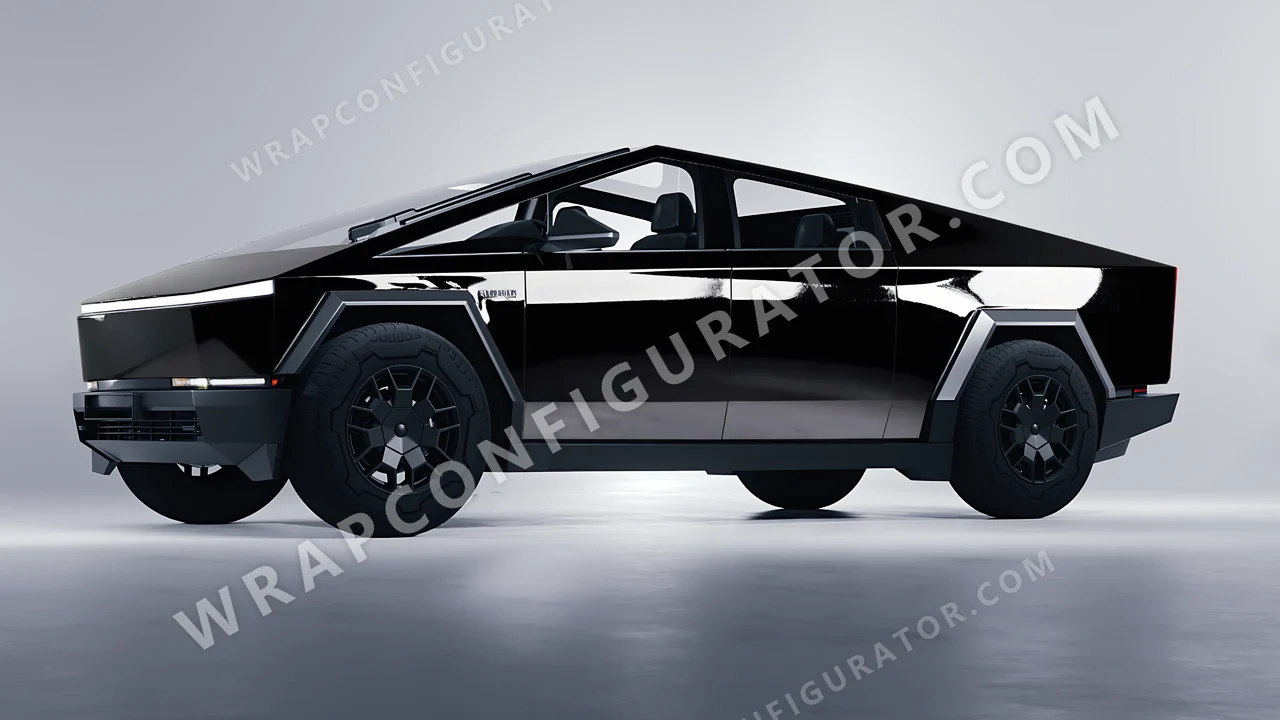 Black Tesla Cybertruck 2024 wrapped in Inozetek Dynamic PPF Piano Black DPPF701