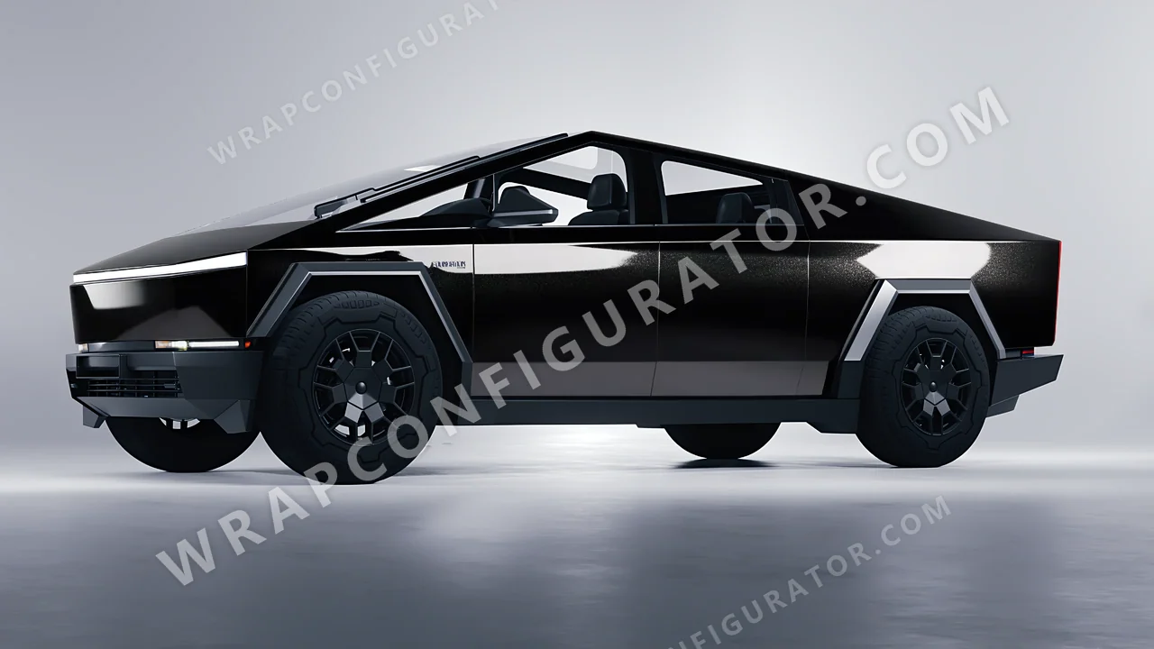 Black Tesla Cybertruck 2024 wrapped in KPMF Magnetic Black K75440