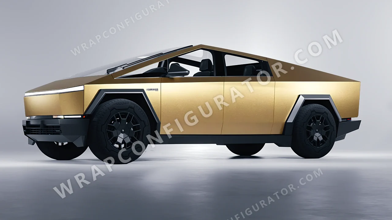 Black Tesla Cybertruck 2024 wrapped in KPMF Matt Gold Eclipse K75581