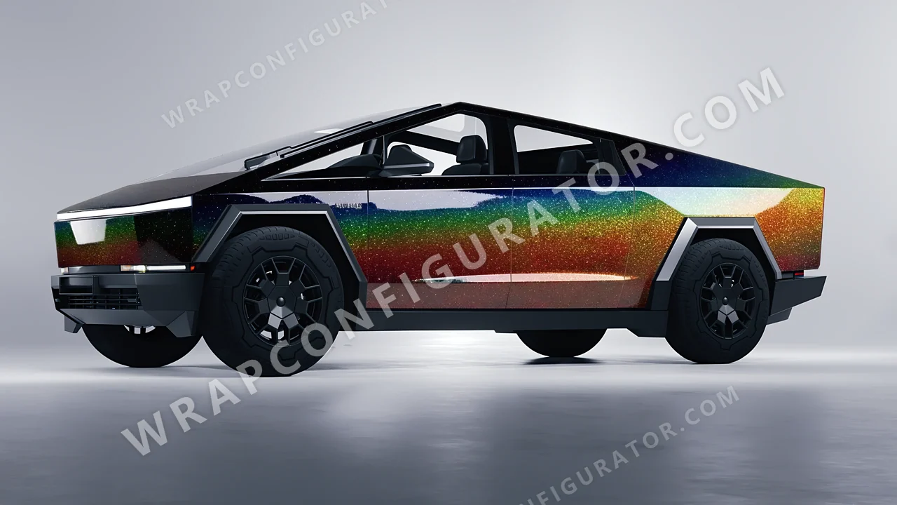 Black Tesla Cybertruck 2024 wrapped in KPMF Morpheus Black Starlight K75470
