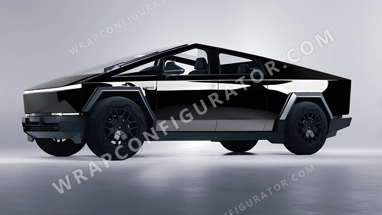 Black Tesla Cybertruck 2024 wrapped in ORACAL Black 970RA-070G