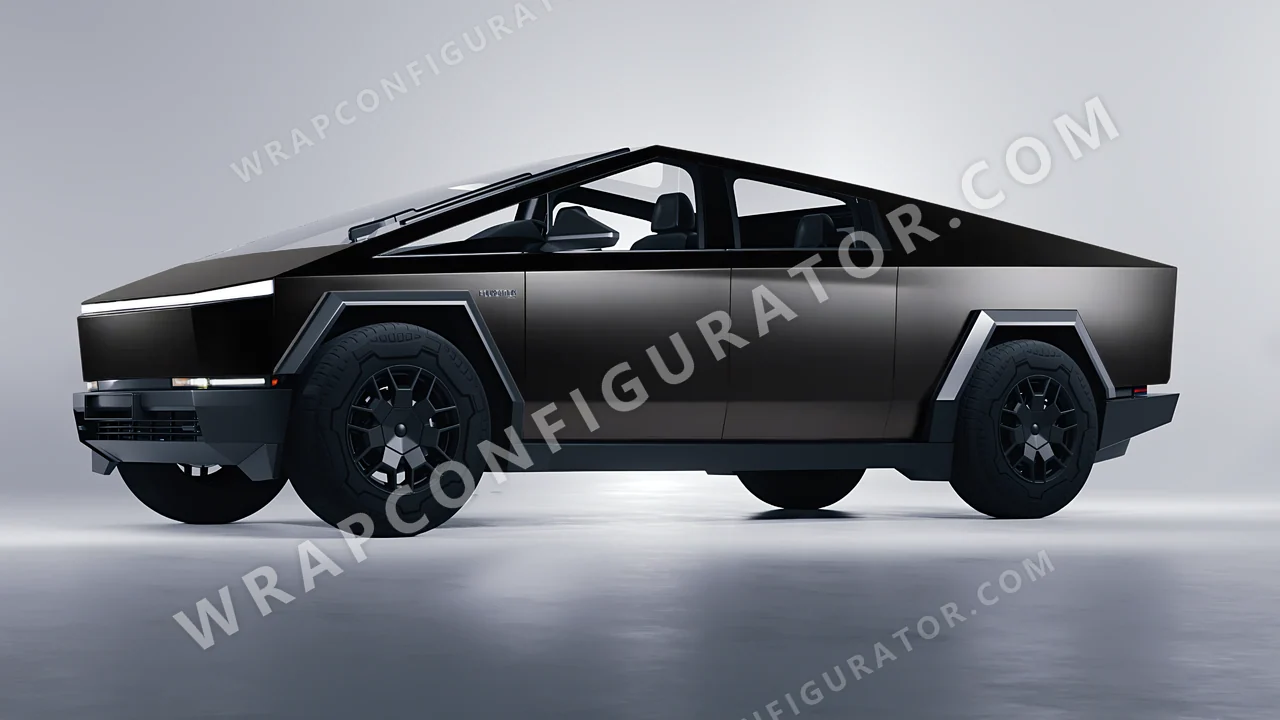 Black Tesla Cybertruck 2024 wrapped in ORACAL Black 970RA-070M