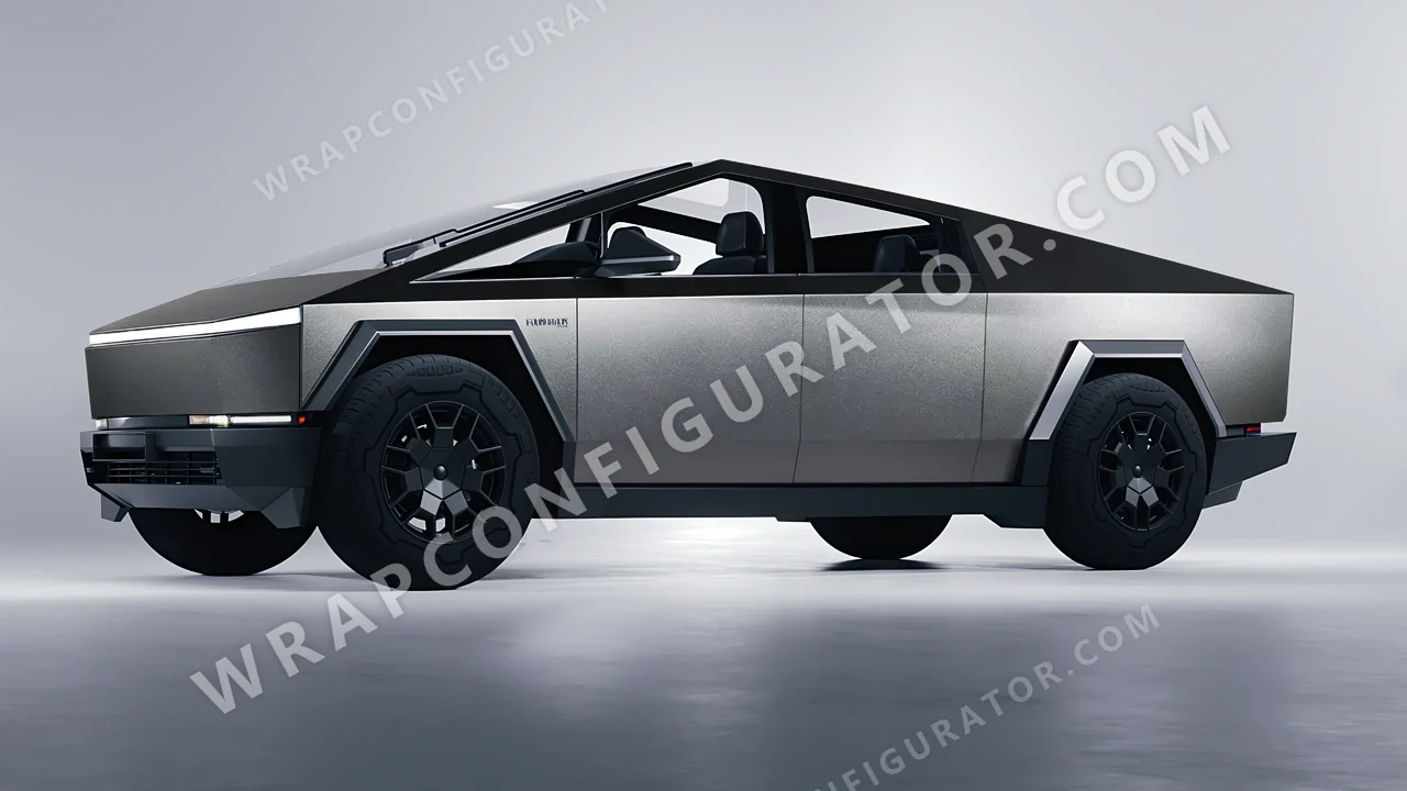 Black Tesla Cybertruck 2024 wrapped in ORACAL Graphite 970RA-932M