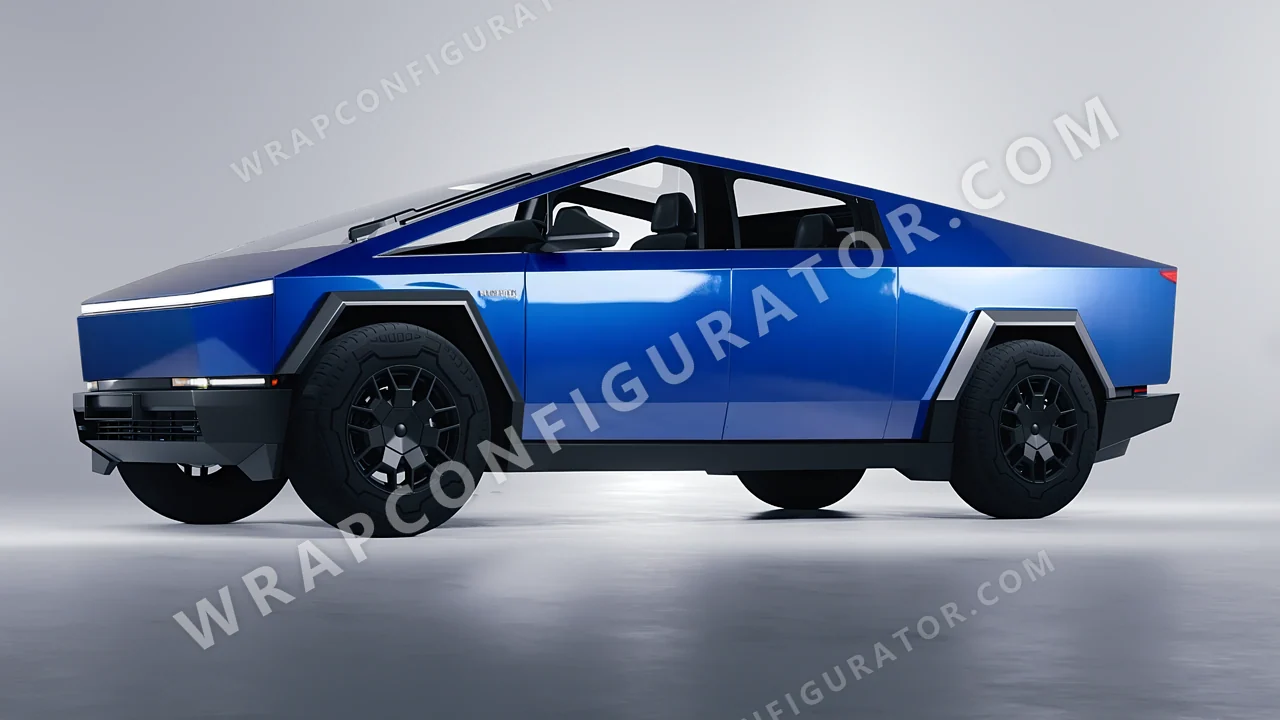 Blue Tesla Cybertruck 2024 wrapped in 3M Gloss Blue Metallic G227