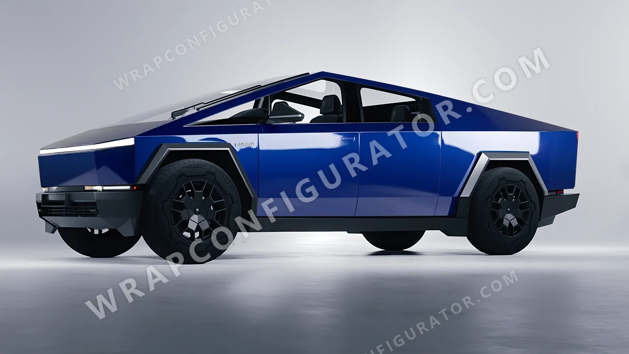 Blue Tesla Cybertruck 2024 wrapped in 3M Gloss Boat Blue G127