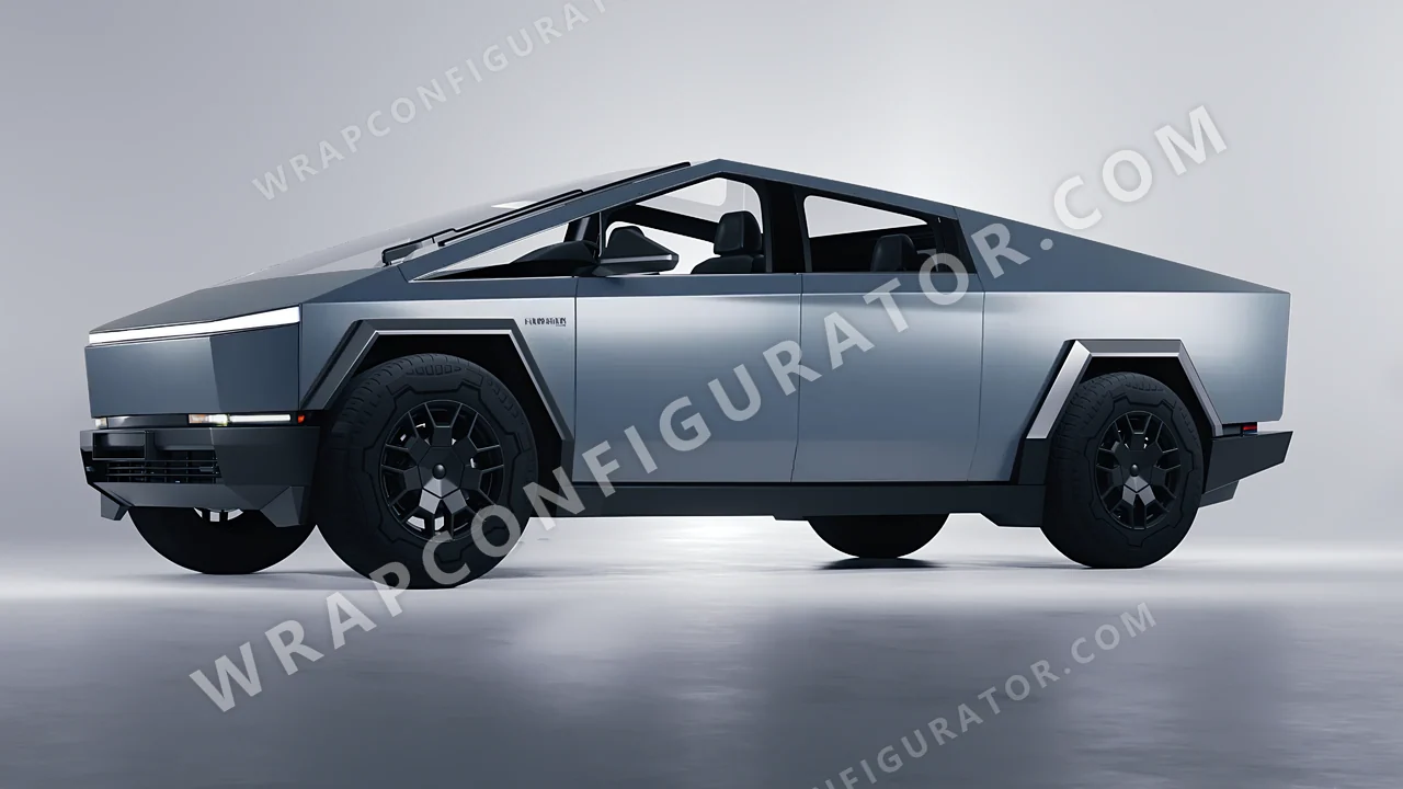 Blue Tesla Cybertruck 2024 wrapped in 3M Lunar Blue S87