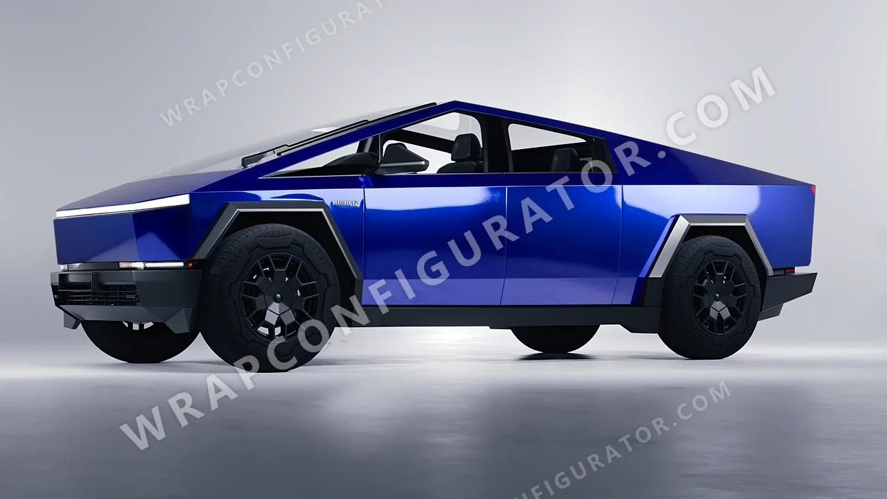 Blue Tesla Cybertruck 2024 wrapped in Avery Dennison Blue SF100-256-S