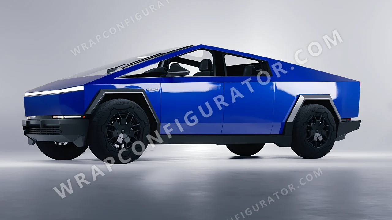 Blue Tesla Cybertruck 2024 wrapped in Avery Dennison Blue SW900-677-O
