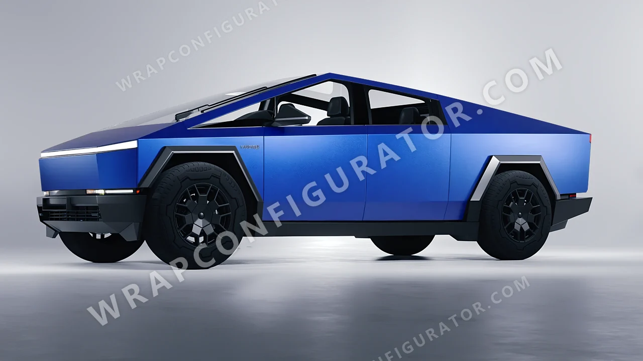 Blue Tesla Cybertruck 2024 wrapped in Avery Dennison Brilliant Blue SW900-671-M