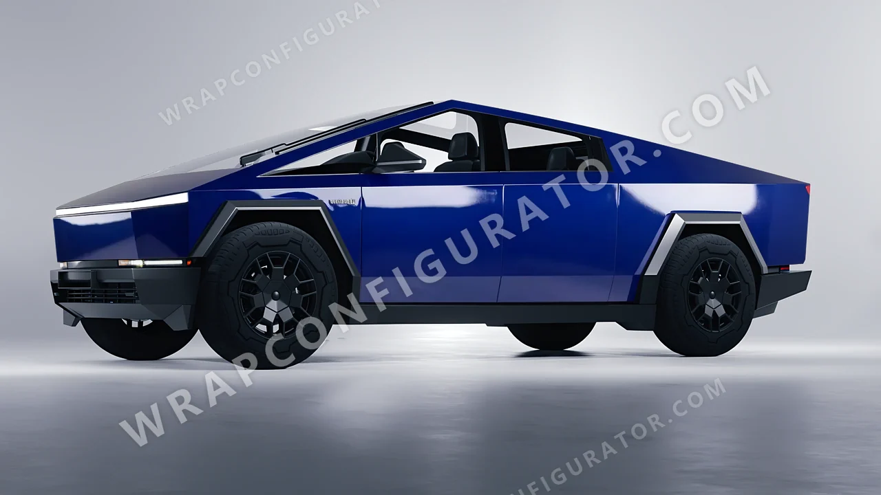 Blue Tesla Cybertruck 2024 wrapped in Avery Dennison Dark Blue SW900-681-O