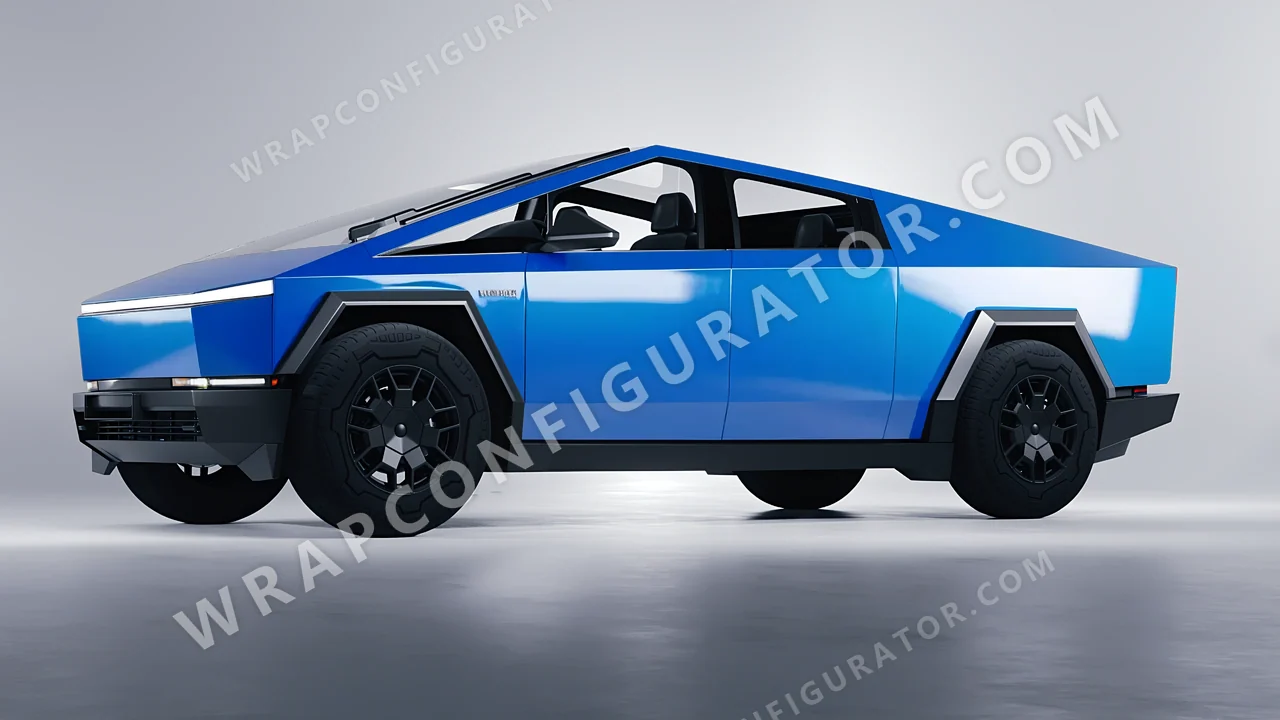 Blue Tesla Cybertruck 2024 wrapped in Avery Dennison Light Blue SW900-632-O