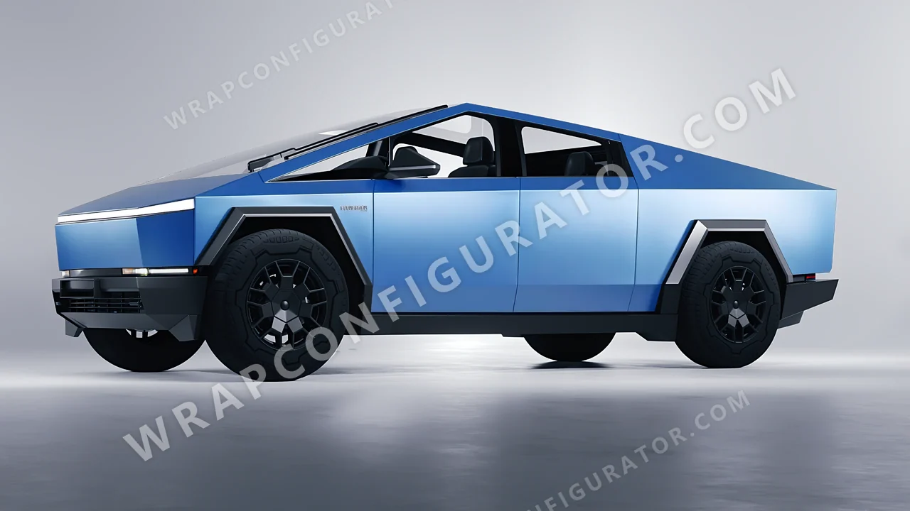 Blue Tesla Cybertruck 2024 wrapped in Avery Dennison Light Blue SW900-633-O