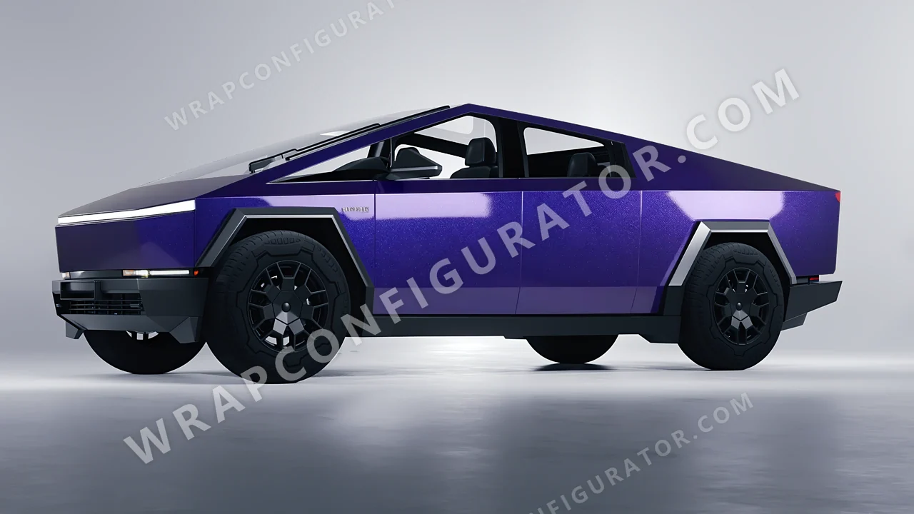 Blue Tesla Cybertruck 2024 wrapped in Avery Dennison Mysterious Indigo SW900-700-M